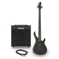 RedSub Infinity Fanned Fret Bass and BA-30 Amp Bundle, Black