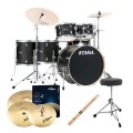 Tama Imperialstar 6pc Kit w/Stool, sticks and Cymbals, Black Oak