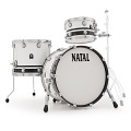 Natal Café Racer 20'' 3pc Shell Pack, White w/ Black Sparkle Split