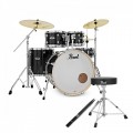 Pearl Export 22'' Am. Fusion Drum Kit w/Stool and Sticks, Jet Black