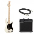 Squier Affinity Precision Bass PJ, O White & 15W Bass Amp Pack