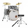 Pearl Export 20'' Fusion Drum Kit w/Stool and Sticks, Smokey Chrome