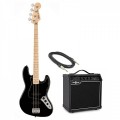 Squier Affinity Jazz Bass, Black & 15W Bass Amp Pack