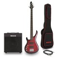 RedSub Infinity Left Handed Bass + BA-30 Amp Bundle, Trans Red Burst