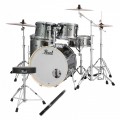 Pearl Export 22'' Rock Drum Kit w/Stool and Sticks, Smokey Chrome
