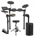 Yamaha DTX402 Electronic Drum Kit with Stool, Sticks and sideKIK Amp
