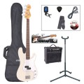 Encore E4 Bass Guitar Outfit, Vintage White